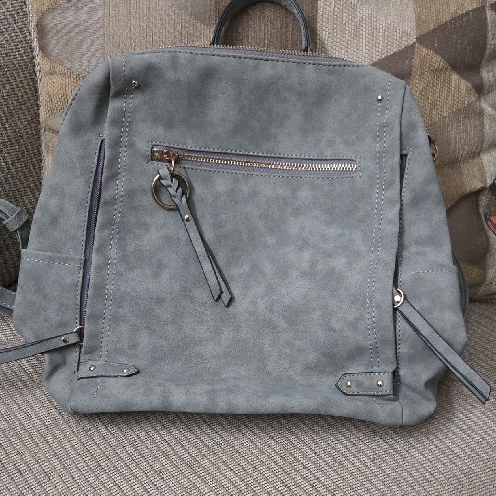 Gray Suede Women's Mini Backpack - image 1